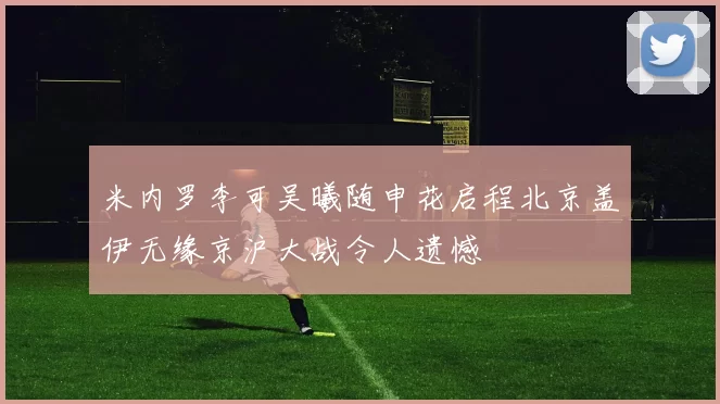 米内罗李可吴曦随申花启程北京盖伊无缘京沪大战令人遗憾